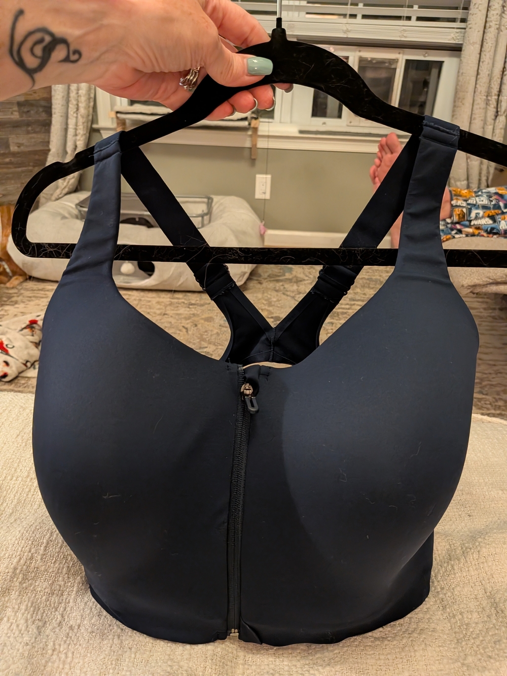 Soma Navy Front-Zip Athletic Bra